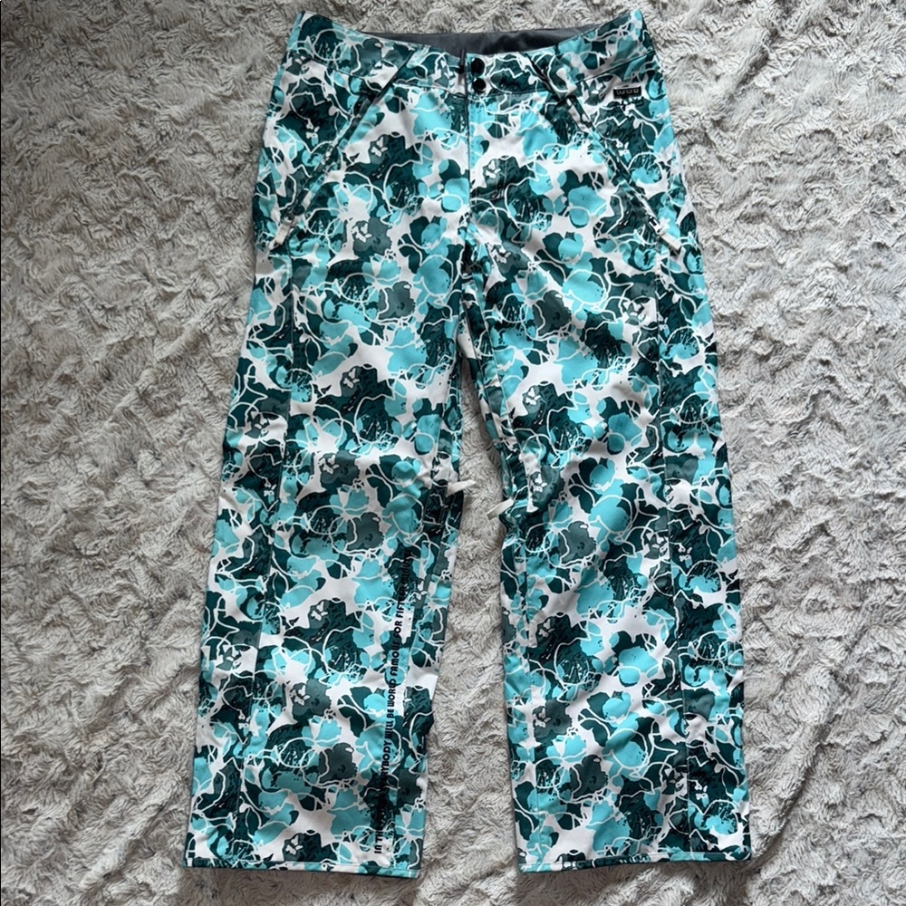 Burton ‘Andy Warhol’ Women's Green, Teal and White Patterned Snowboarding Pants